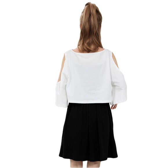 Gloomy Bunny 2-Piece Kawaii Dress Set Graphic Tee Spaghetti Strap Cartoon Dress - Picture 4 of 8